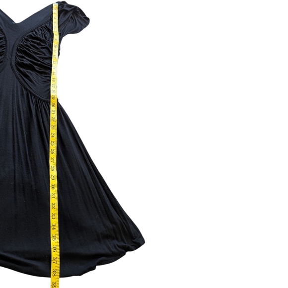 Zara Dress Plunge Ruched Little Black V Neck Flutter Sleeves Women's size Medium - Picture 7 of 13